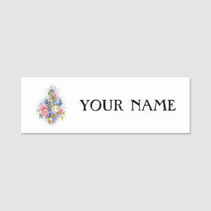 Treble clef with Pink Roses Name Tag