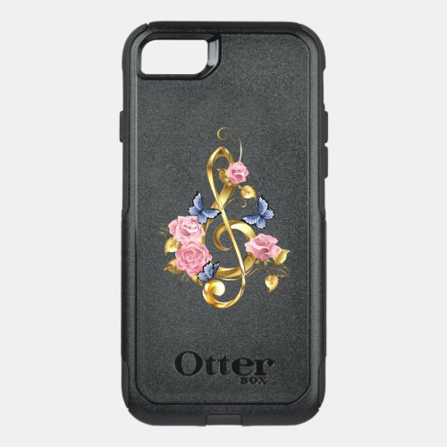 Treble clef with Pink Roses OtterBox Commuter iPhone SE87 Case