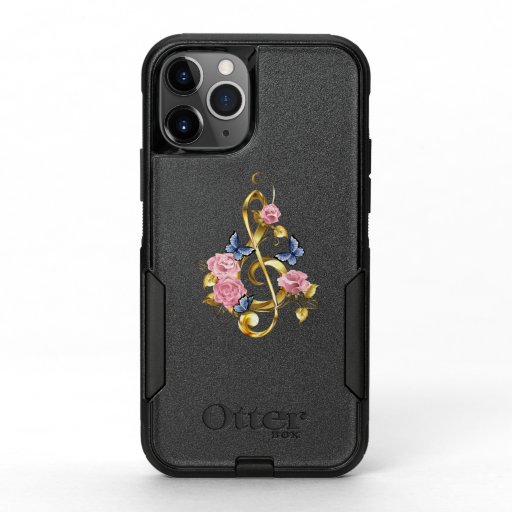 Treble clef with Pink Roses OtterBox Commuter iPhone 11 Pro Case