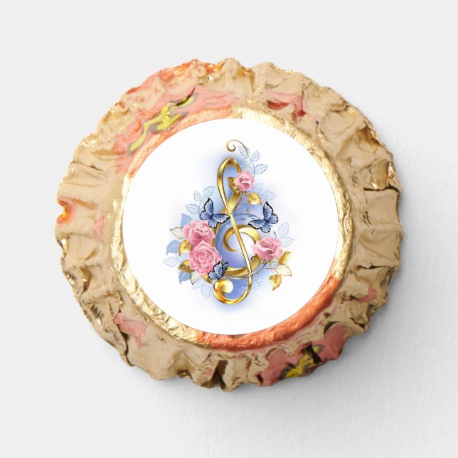 Treble clef with Pink Roses Reese's Peanut Butter Cups (Front)