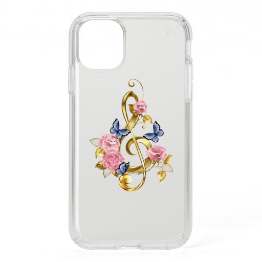 Treble clef with Pink Roses Speck iPhone 11 Case
