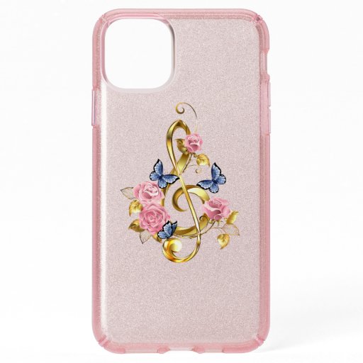 Treble clef with Pink Roses Speck iPhone 11 Pro Max Case