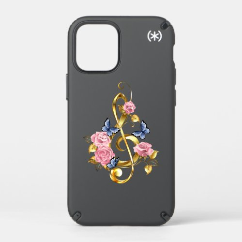 Treble clef with Pink Roses Speck iPhone 12 Mini Case