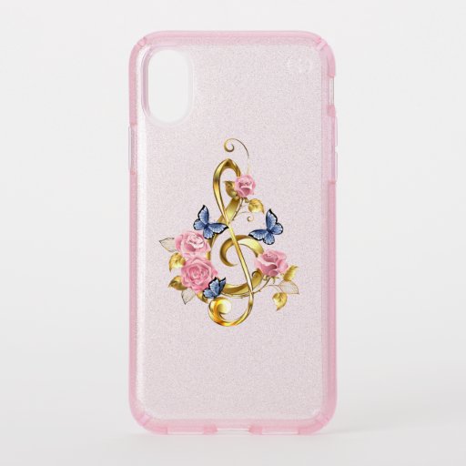 Treble clef with Pink Roses Speck iPhone X Case