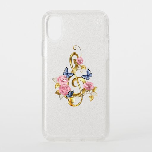 Treble clef with Pink Roses Speck iPhone XS Case