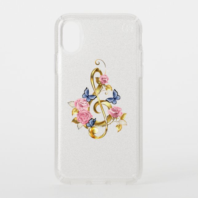 Treble clef with Pink Roses Speck iPhone XS Case (Front)