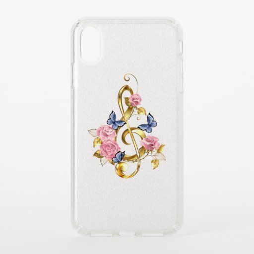Treble clef with Pink Roses Speck iPhone XS Max Case