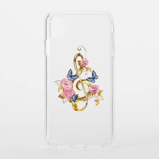 Treble clef with Pink Roses Speck iPhone XS Max Case