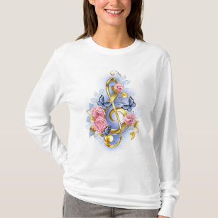 Treble clef with Pink Roses T-Shirt