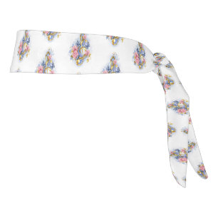 Treble clef with Pink Roses Tie Headband