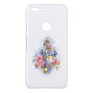 Treble clef with Pink Roses Uncommon Google Pixel Case
