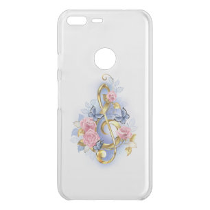 Treble clef with Pink Roses Uncommon Google Pixel XL Case
