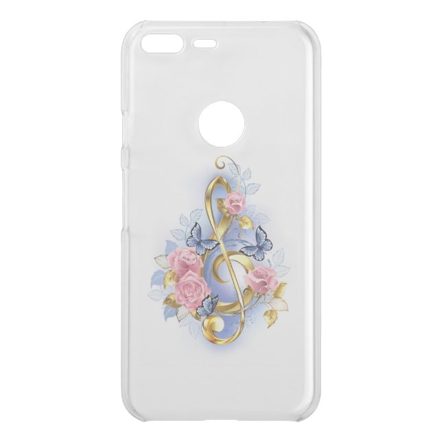 Treble clef with Pink Roses Uncommon Google Pixel XL Case (Back)