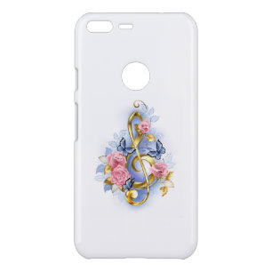 Treble clef with Pink Roses Uncommon Google Pixel XL Case