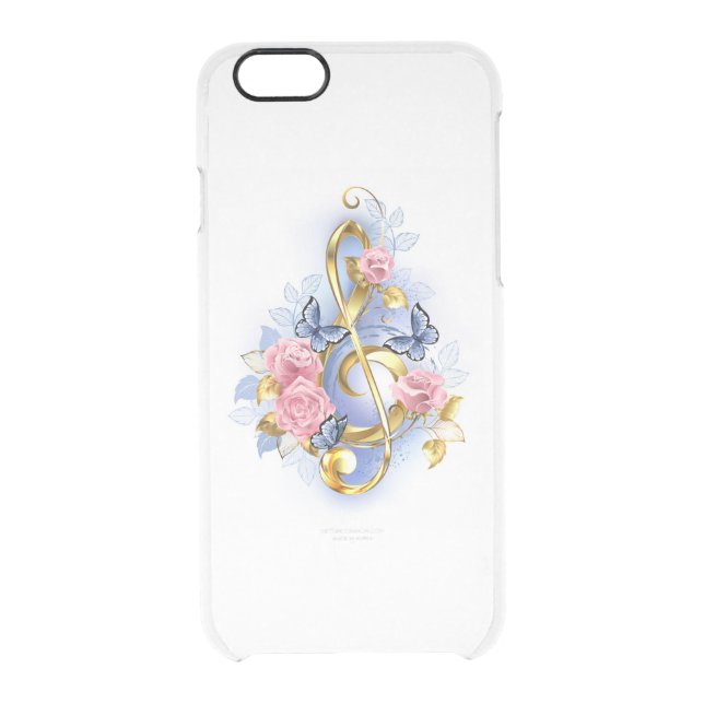 Treble clef with Pink Roses Uncommon iPhone Case (Back)