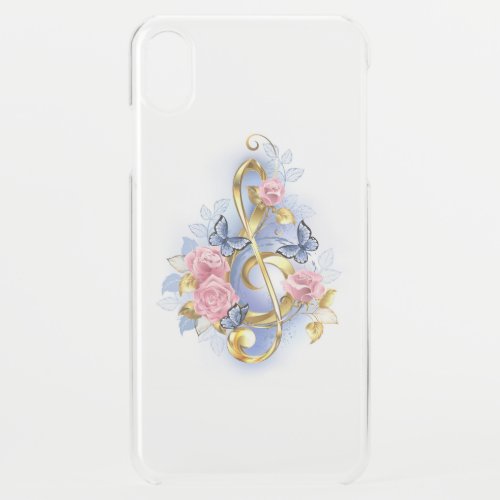 Treble clef with Pink Roses iPhone XS Max Case