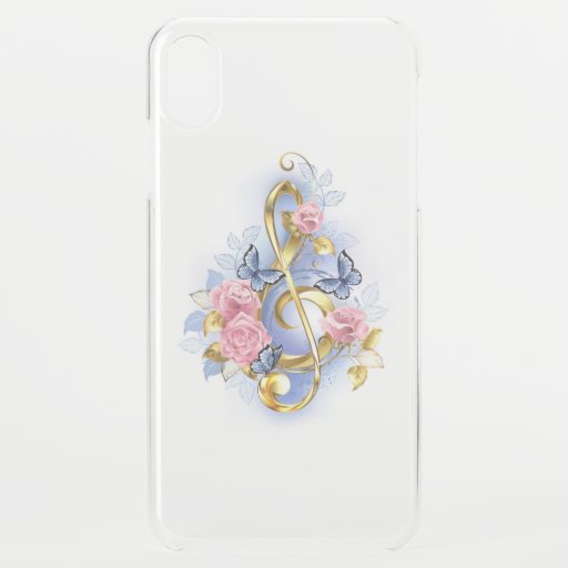 Treble clef with Pink Roses iPhone XS Max Case