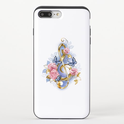 Treble clef with Pink Roses iPhone 8/7 Plus Slider Case