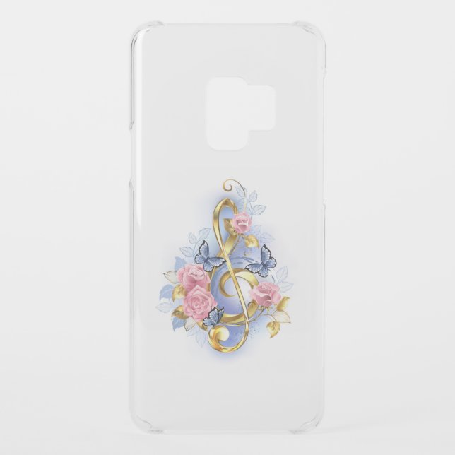 Treble clef with Pink Roses Uncommon Samsung Galaxy Case (Back)