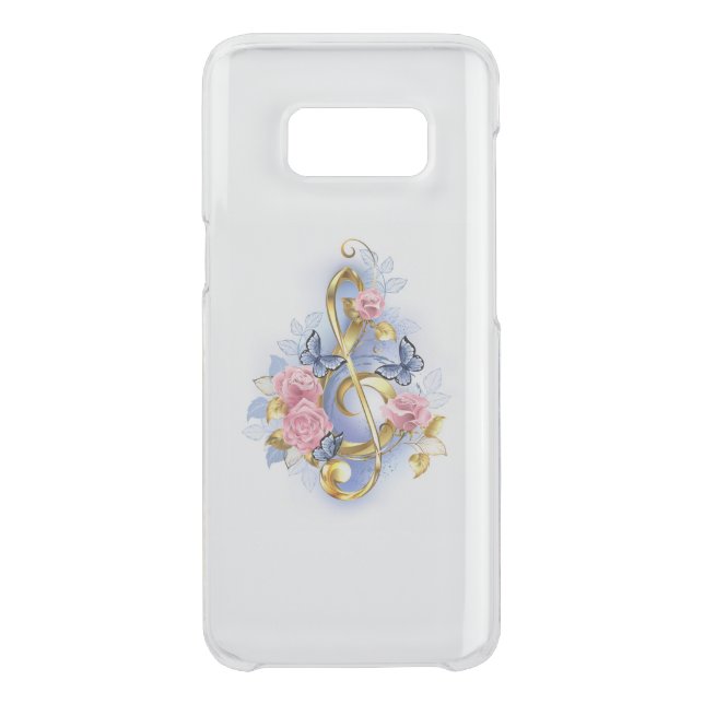 Treble clef with Pink Roses Uncommon Samsung Galaxy Case (Back)