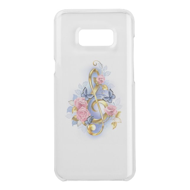 Treble clef with Pink Roses Uncommon Samsung Galaxy Case (Back)