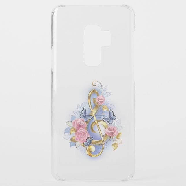 Treble clef with Pink Roses Uncommon Samsung Galaxy Case (Back)