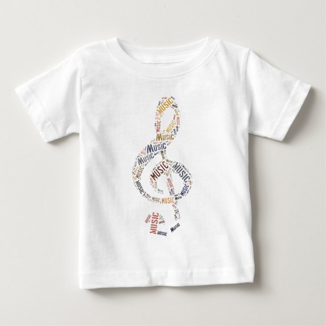 Treble Clef Word Art Baby T-Shirt (Front)