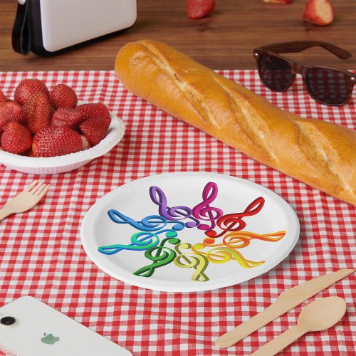 Treble Clefs In A Pattern Paper Plates