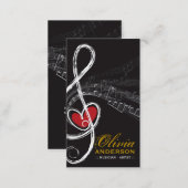 Treble Love Heart Music Musical Notes Symphony Business Card (Front/Back)