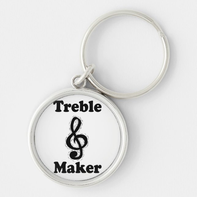 treble maker clef black funny music design keychain (Front)