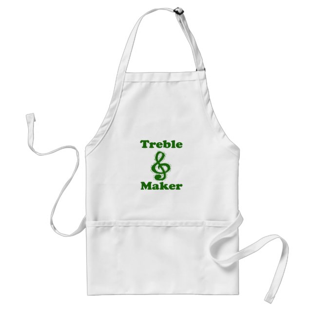 treble maker clef green funny music design adult apron (Front)