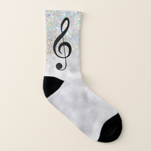 Treble Music Note with Faux Sparkle Socks