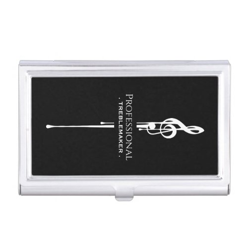 Treblemaker Funny Music Pun Classy Black G_Clef Business Card Case