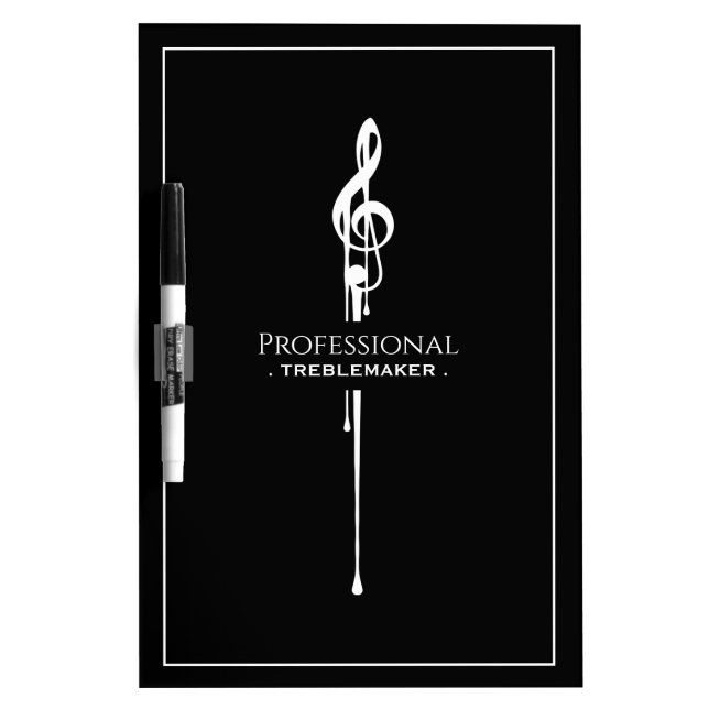 Treblemaker Funny Music Pun Classy Black G-Clef Dry Erase Board (Front)