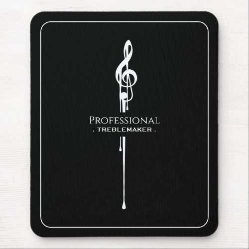 Treblemaker Funny Music Pun Classy Black G_Clef Mouse Pad