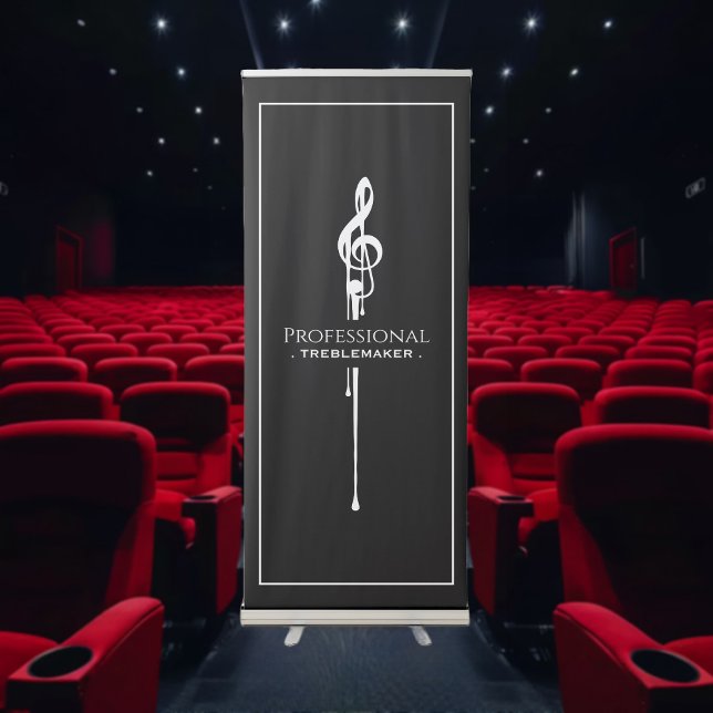 Treblemaker Funny Music Pun Classy Black G-Clef Retractable Banner (Creator Uploaded)