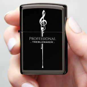 Treblemaker Funny Music Pun Classy Black G-Clef Zippo Lighter