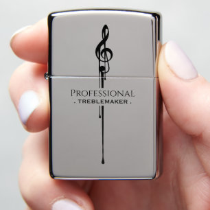 Treblemaker Funny Music Pun Classy Black G-Clef Zippo Lighter