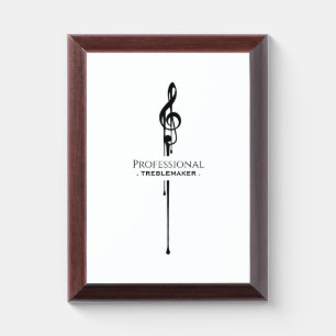Treblemaker Funny Music Pun White G-Clef Award Plaque