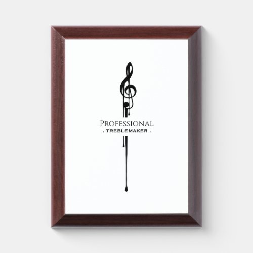 Treblemaker Funny Music Pun White G_Clef Award Plaque