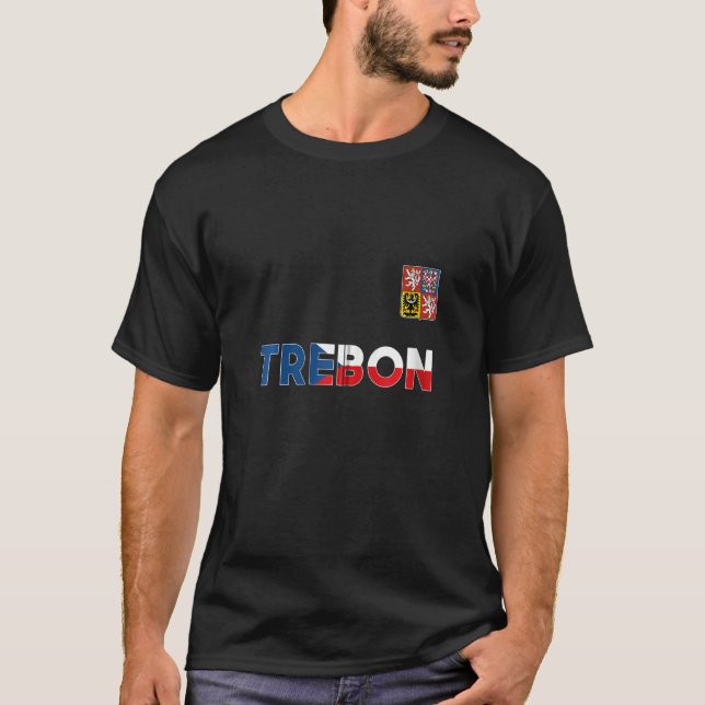 Trebon Czech Republic Heart Flag Lion Coat Of Arm  T-Shirt (Front)