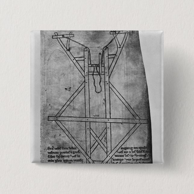 Trebuchet, machine to throw arrows pinback button (Front)