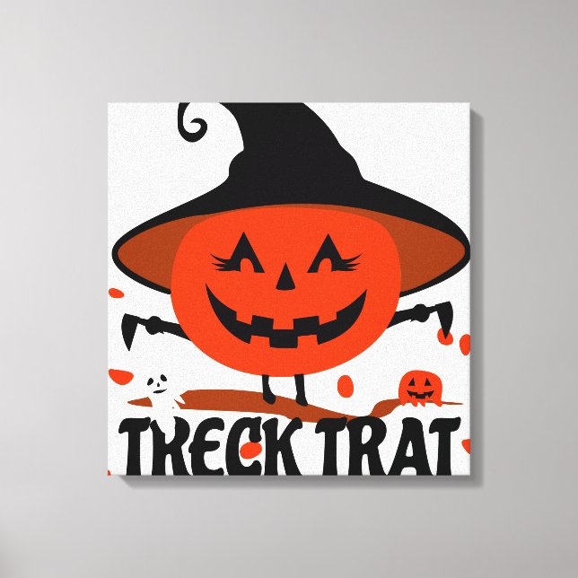 Treck Trat Pumpkin Smiling Canvas Print (Front)