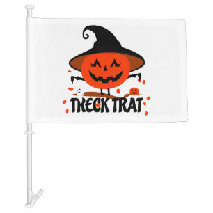 Treck Trat Pumpkin Smiling Car Flag