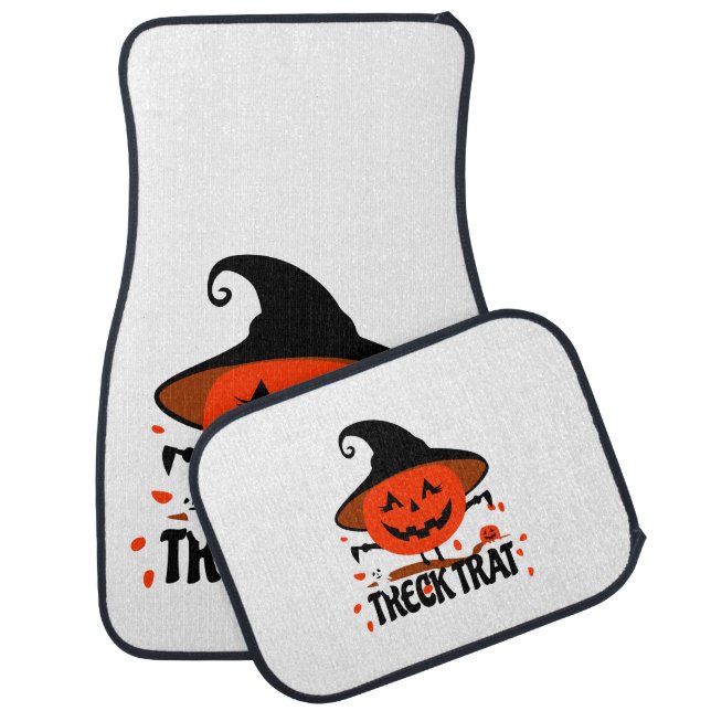 Treck Trat Pumpkin Smiling Car Floor Mat (Set)