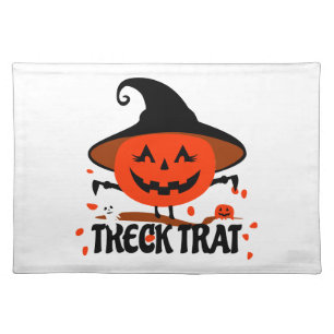 Treck Trat Pumpkin Smiling Cloth Placemat