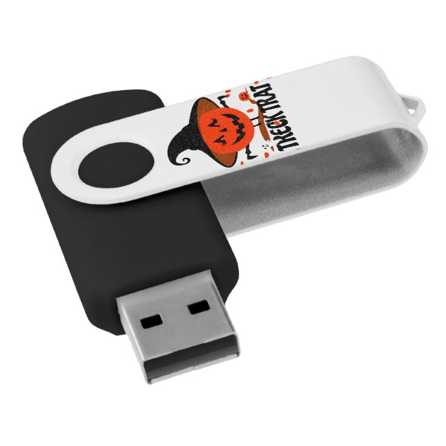 Treck Trat Pumpkin Smiling Flash Drive (Angled)