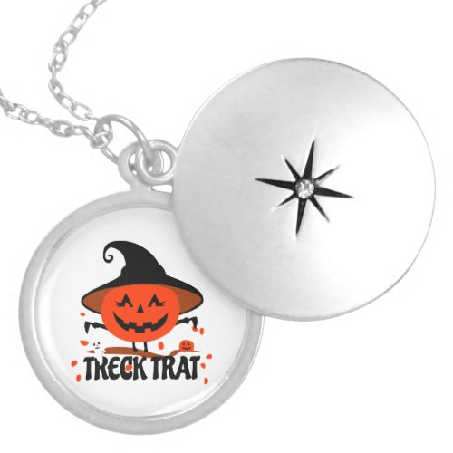Treck Trat Pumpkin Smiling Locket Necklace