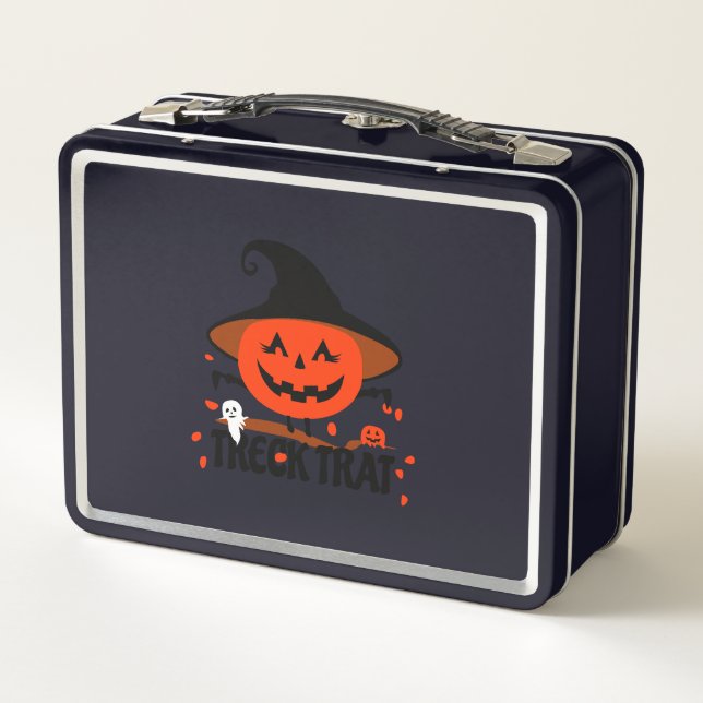 Treck Trat Pumpkin Smiling Metal Lunch Box (Back)