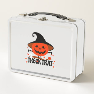 Treck Trat Pumpkin Smiling Metal Lunch Box